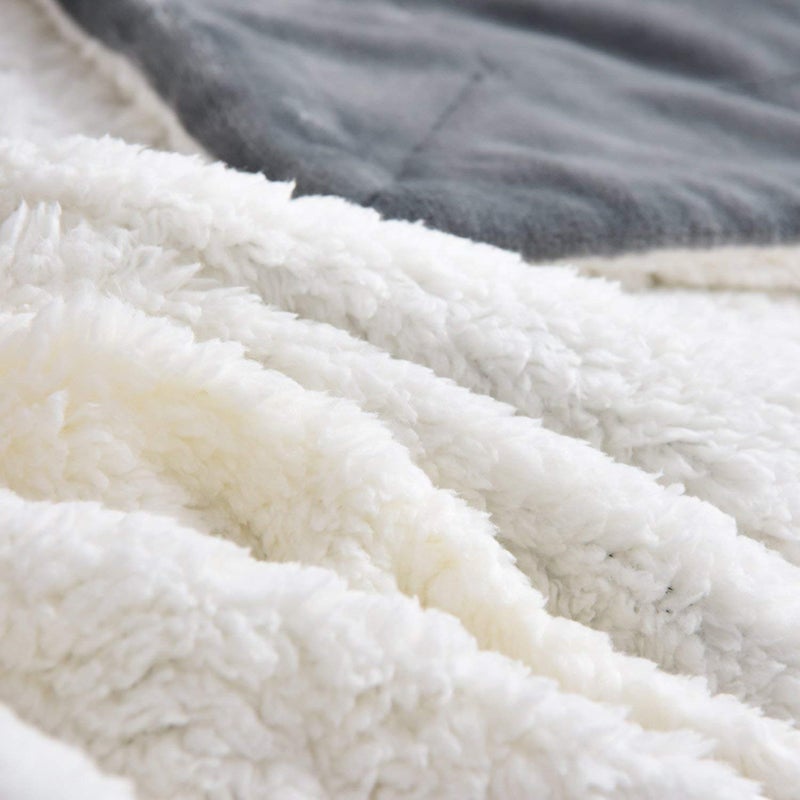 NANPIPER Sherpa Blanket Warm Blankets for Winter Super Soft Fuzzy Flannel Fleece/Wool Like Reversible Velvet Plush Couch Blanket Lightweight(Grey Throw Size 50"x60") - Image 5